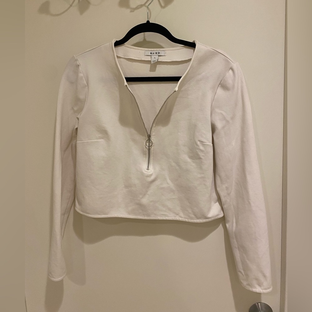 Simple & Minimal Stylish Retro NA-KD Long Sleeve Top with Cute Zipper